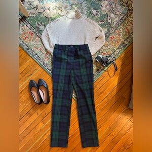 J. Crew Green and Blue Plaid Trousers